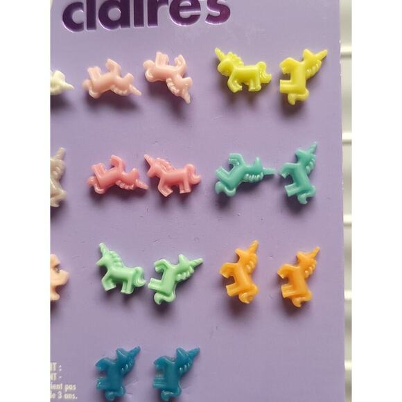 Claires Earrings Girls Glow In The Dark Unicorn Child Stud Earring Set Jewelry - Picture 2 of 5